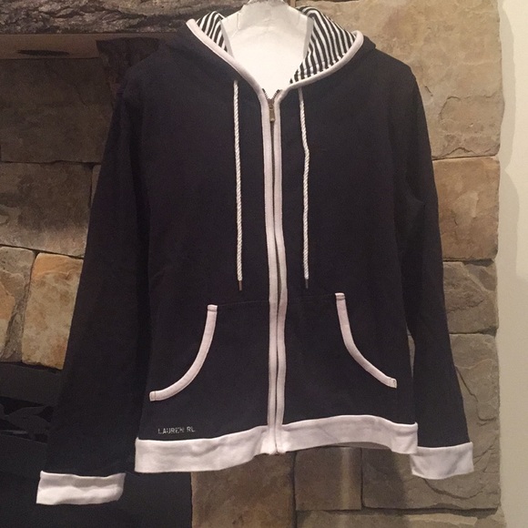 Lauren Ralph Lauren Tops - ⬇FINAL PRICE ️Black and white hoodie⬇️